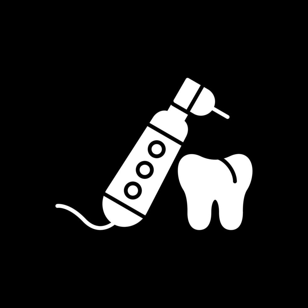 Dental Drill Glyph Inverted Icon vector