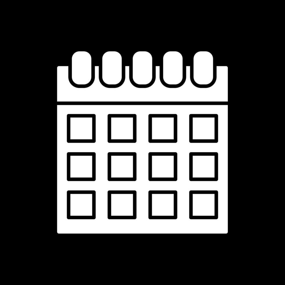 Calendar Glyph Inverted Icon vector