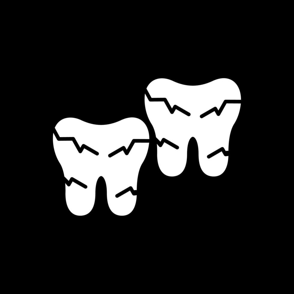 Tooth Damaged Glyph Inverted Icon vector