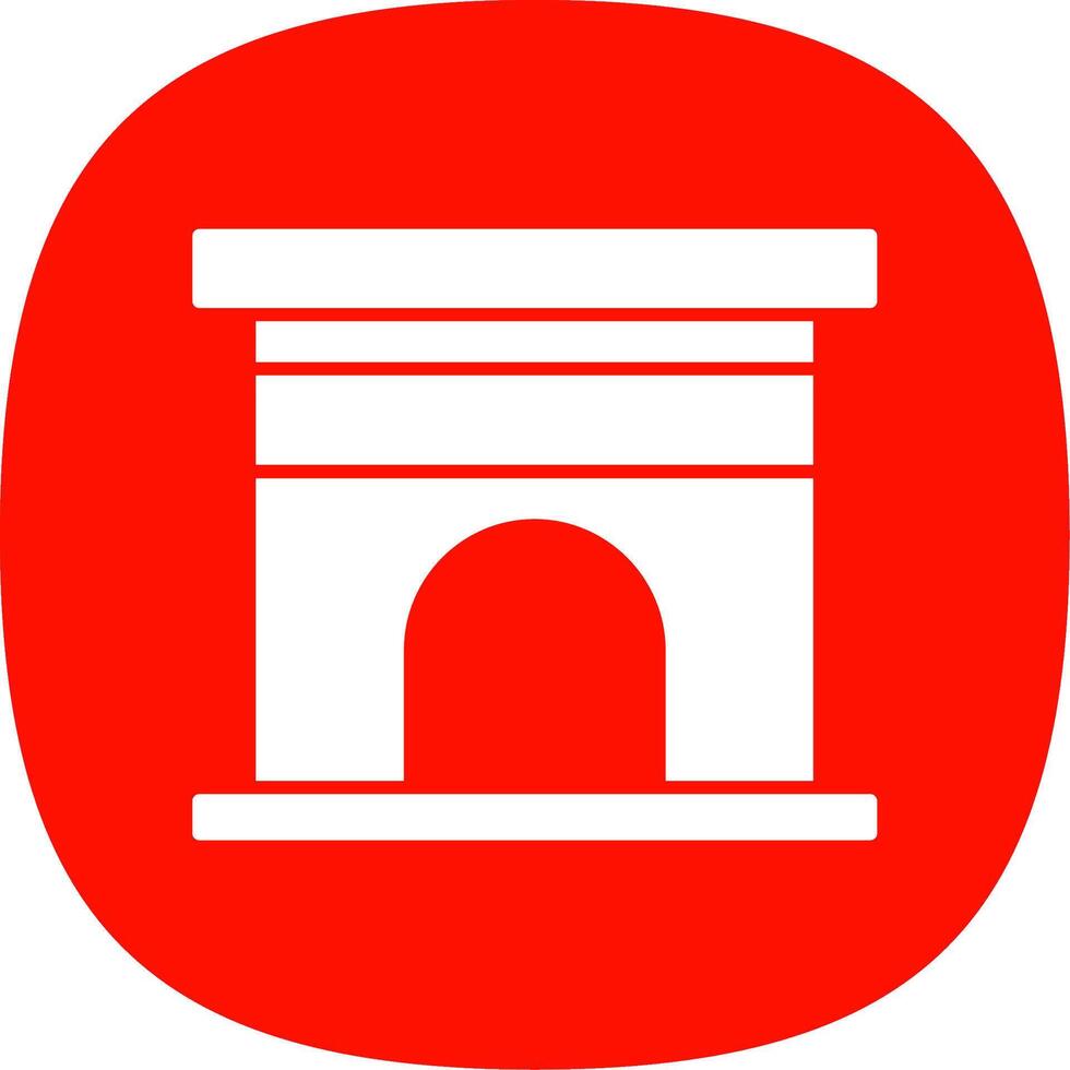 Fireplace Glyph Curve Icon vector