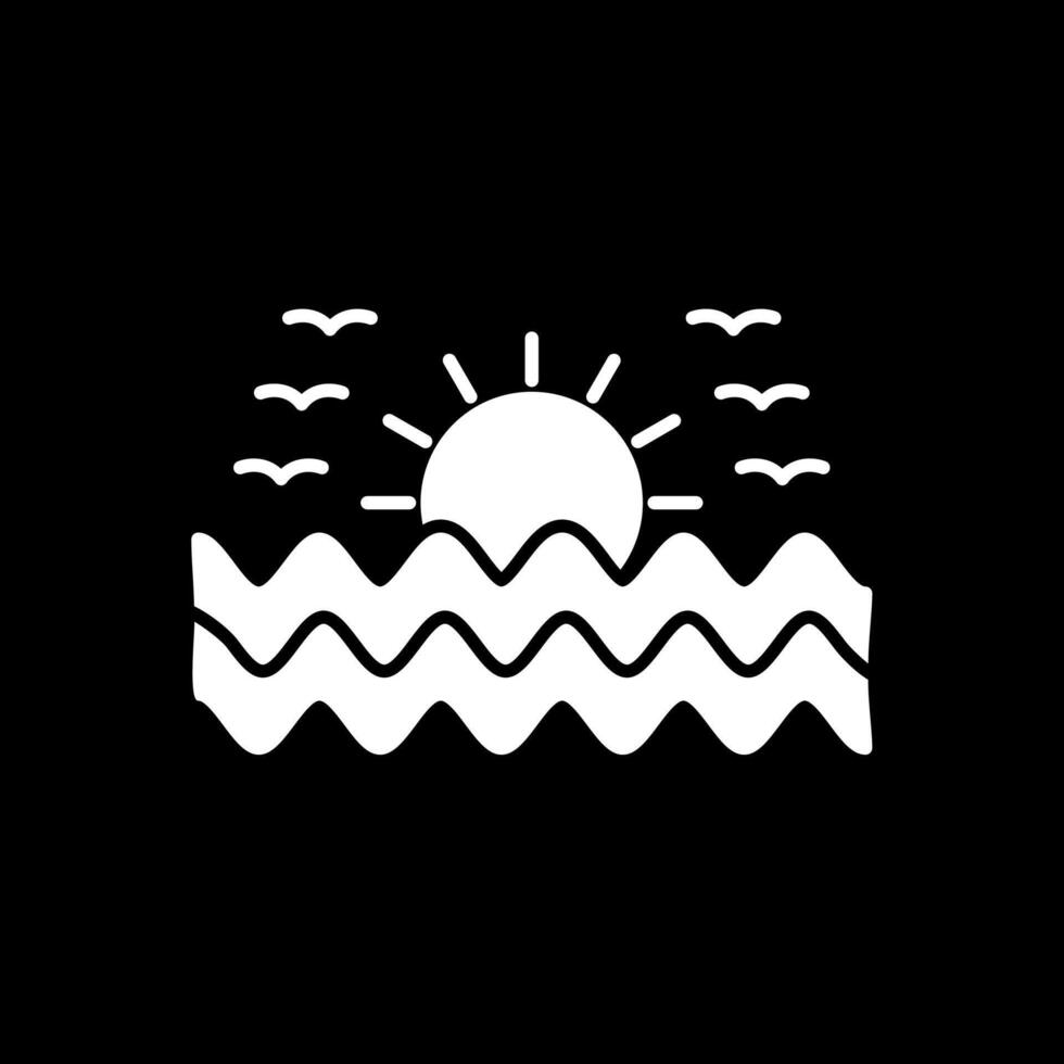 Sunset Glyph Inverted Icon vector