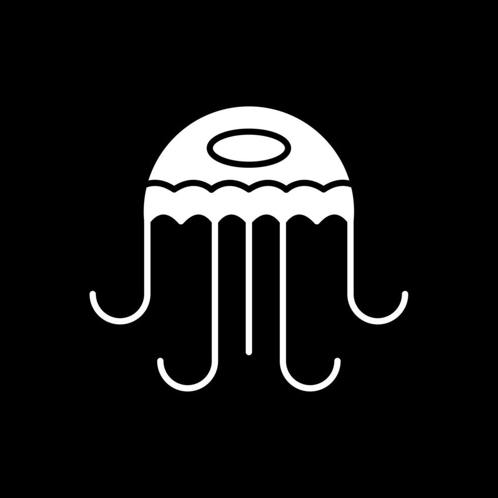 Jellyfish Glyph Inverted Icon vector