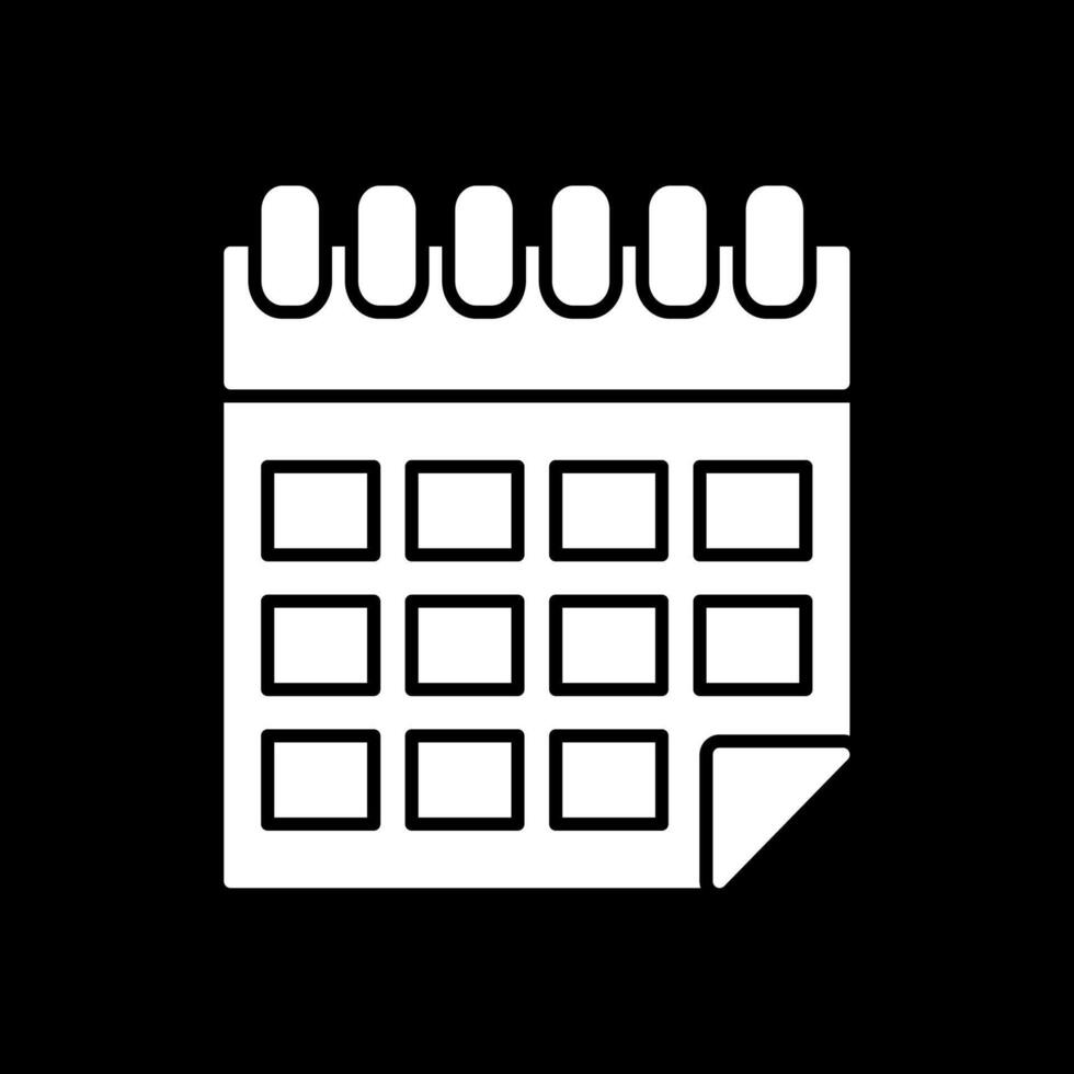 Calendar Glyph Inverted Icon vector