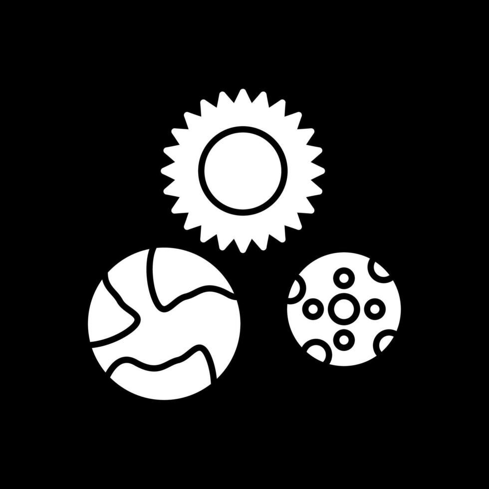 Solar System Glyph Inverted Icon vector