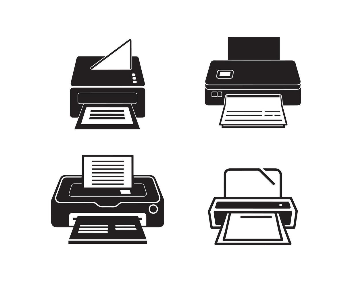 impresora silueta icono gráfico logo diseño vector