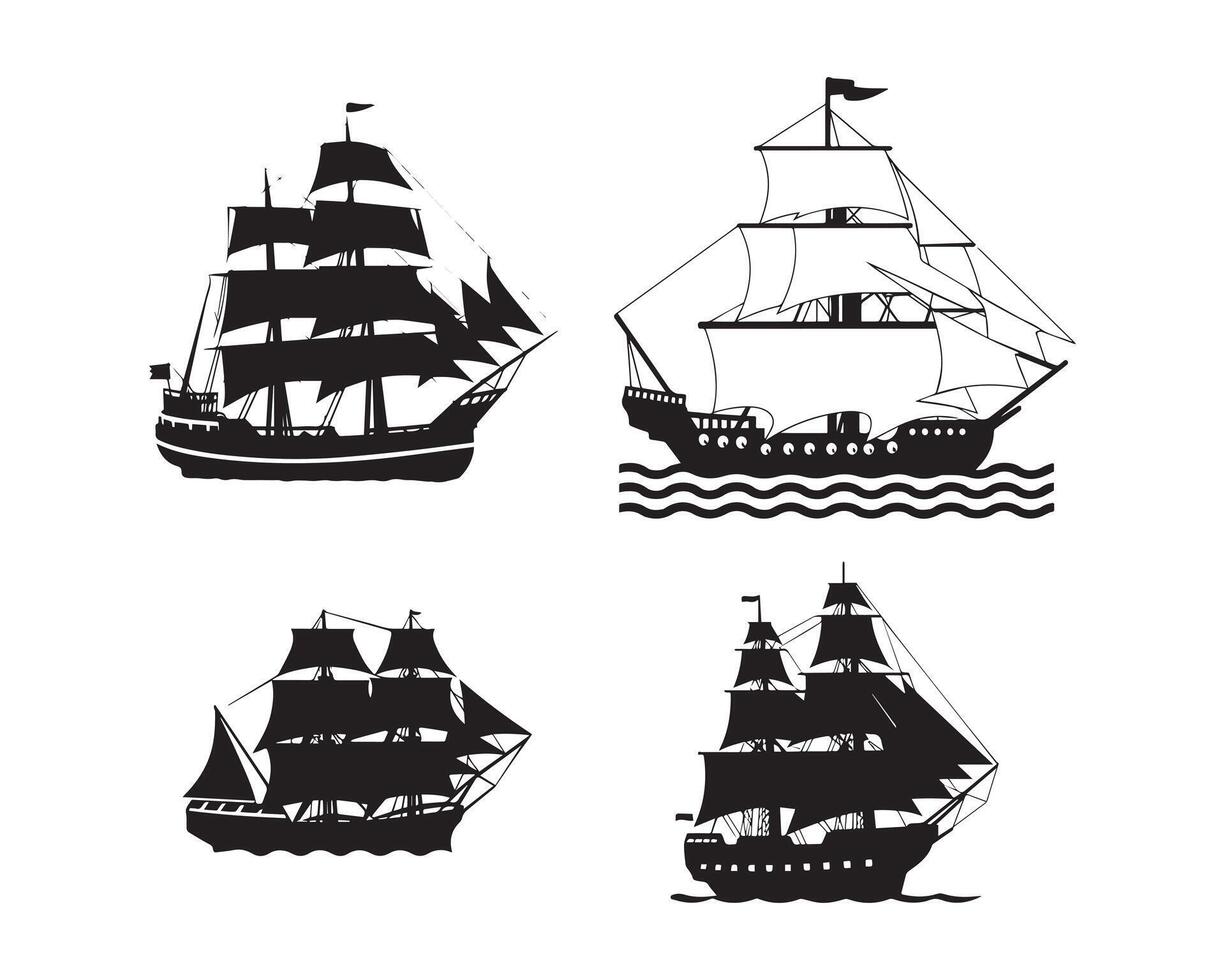 Embarcacion silueta icono gráfico logo diseño vector