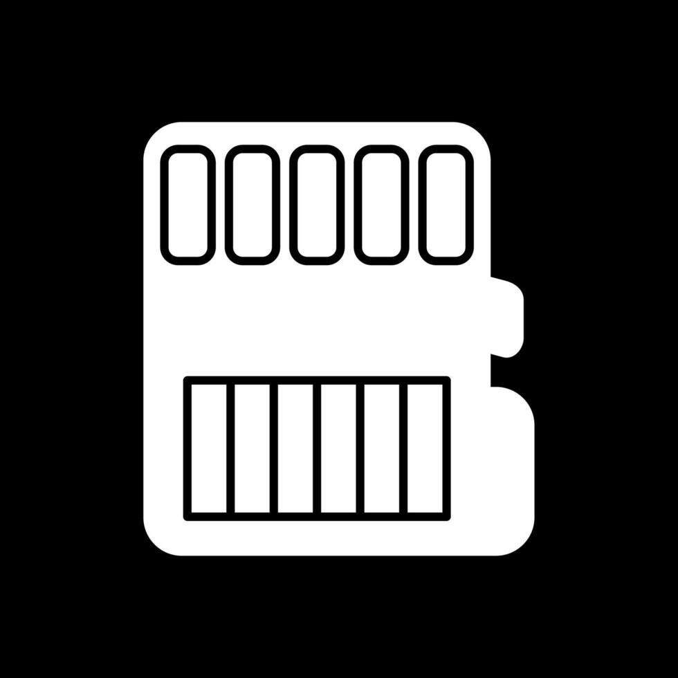 Memory Card Glyph Inverted Icon vector