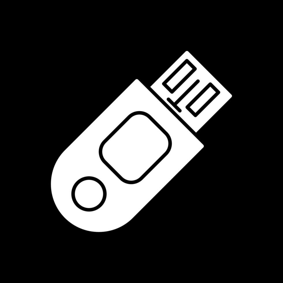 Pendrive Glyph Inverted Icon vector