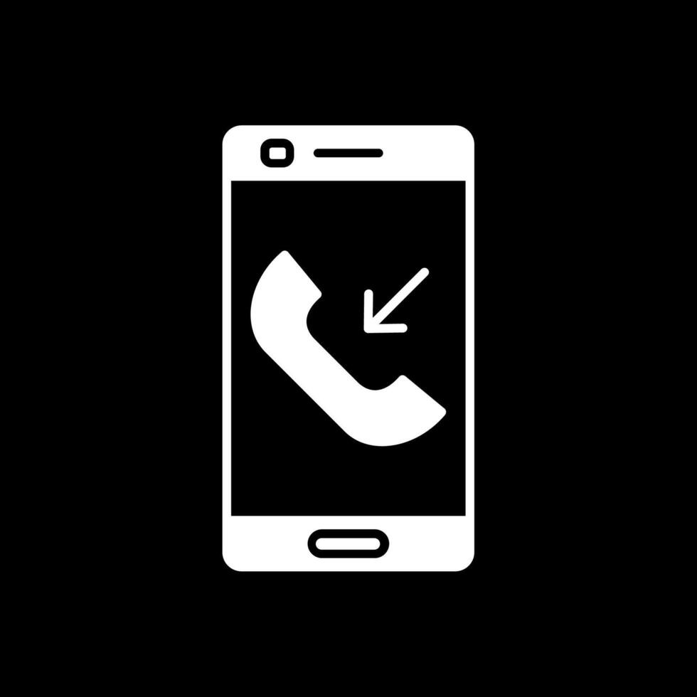 Incoming Call Glyph Inverted Icon vector