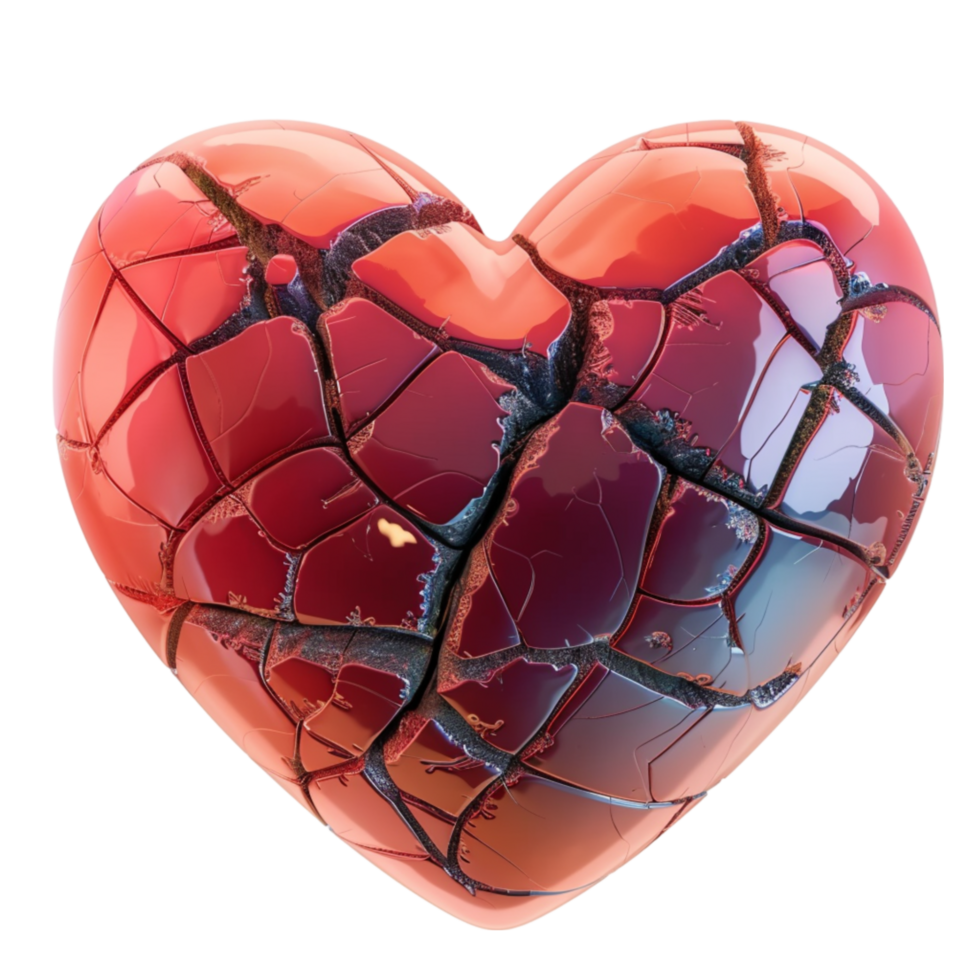 Shattered Heart,broken red heart on transparent background png