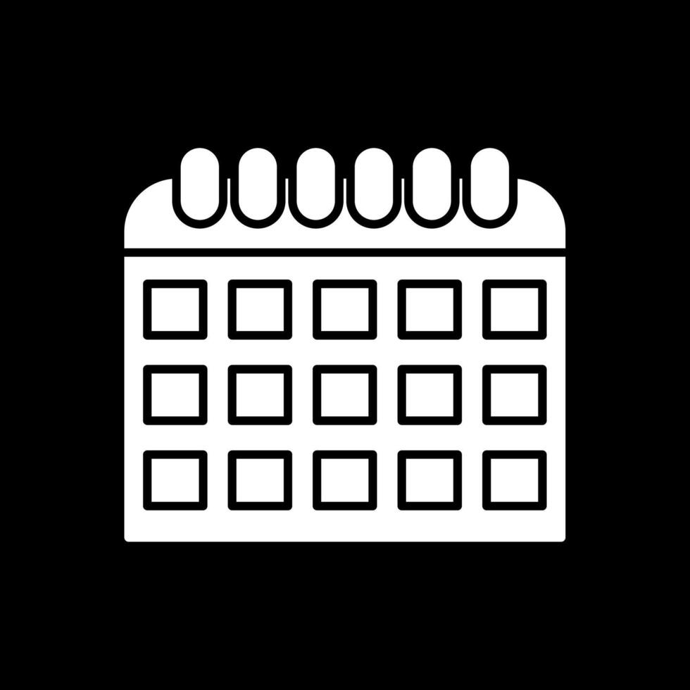 Calendar Glyph Inverted Icon vector