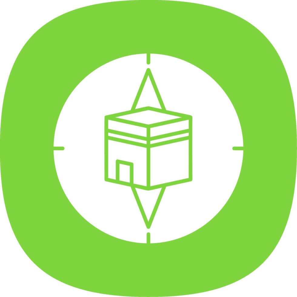 Qibla Compass Glyph Curve Icon vector