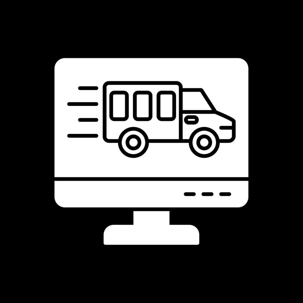 Delivery Truck Glyph Inverted Icon vector
