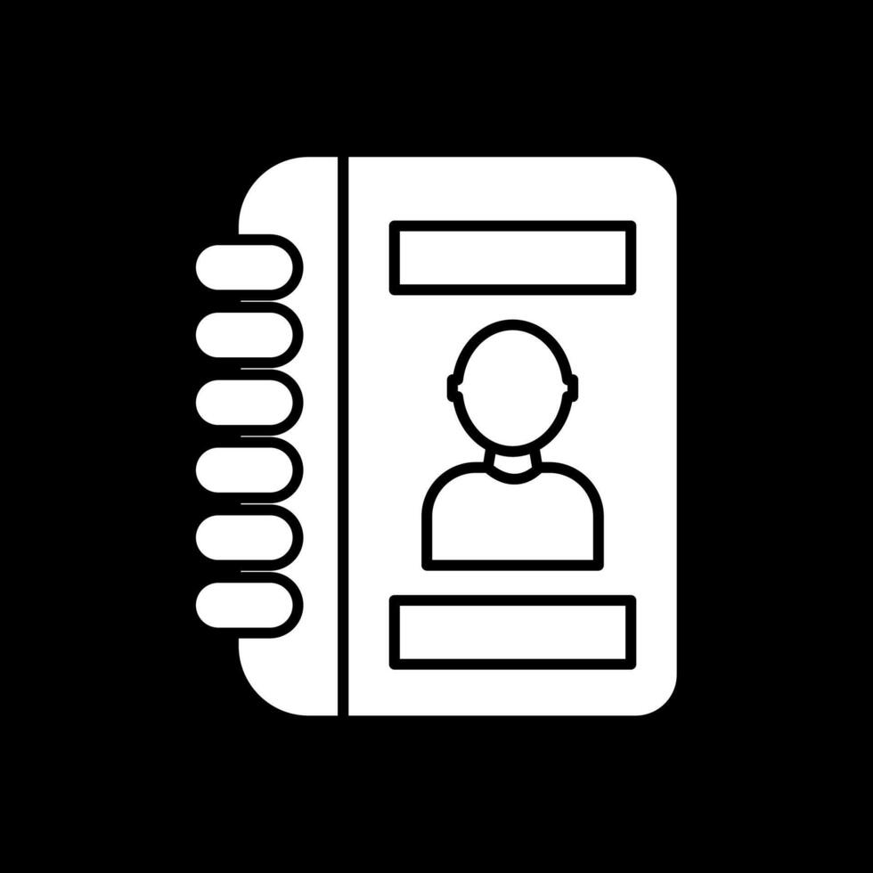 Contact Book Glyph Inverted Icon vector