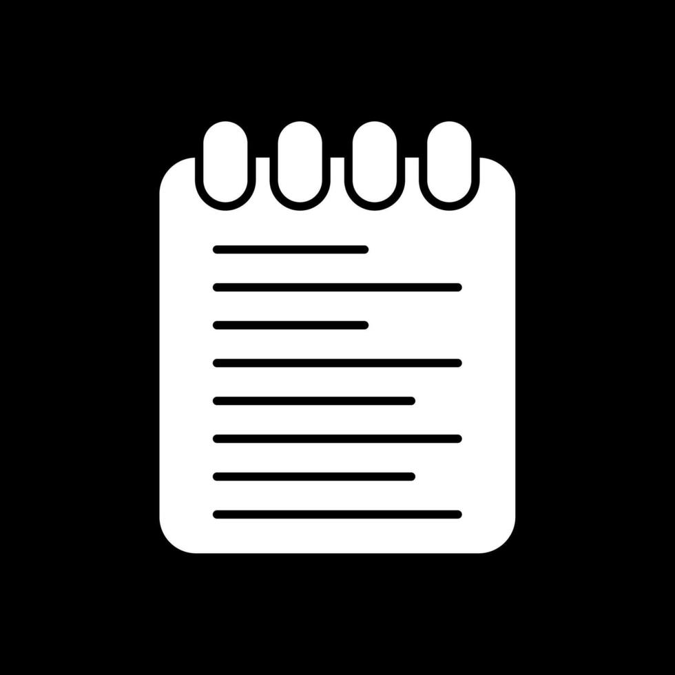 Note Pad Glyph Inverted Icon vector