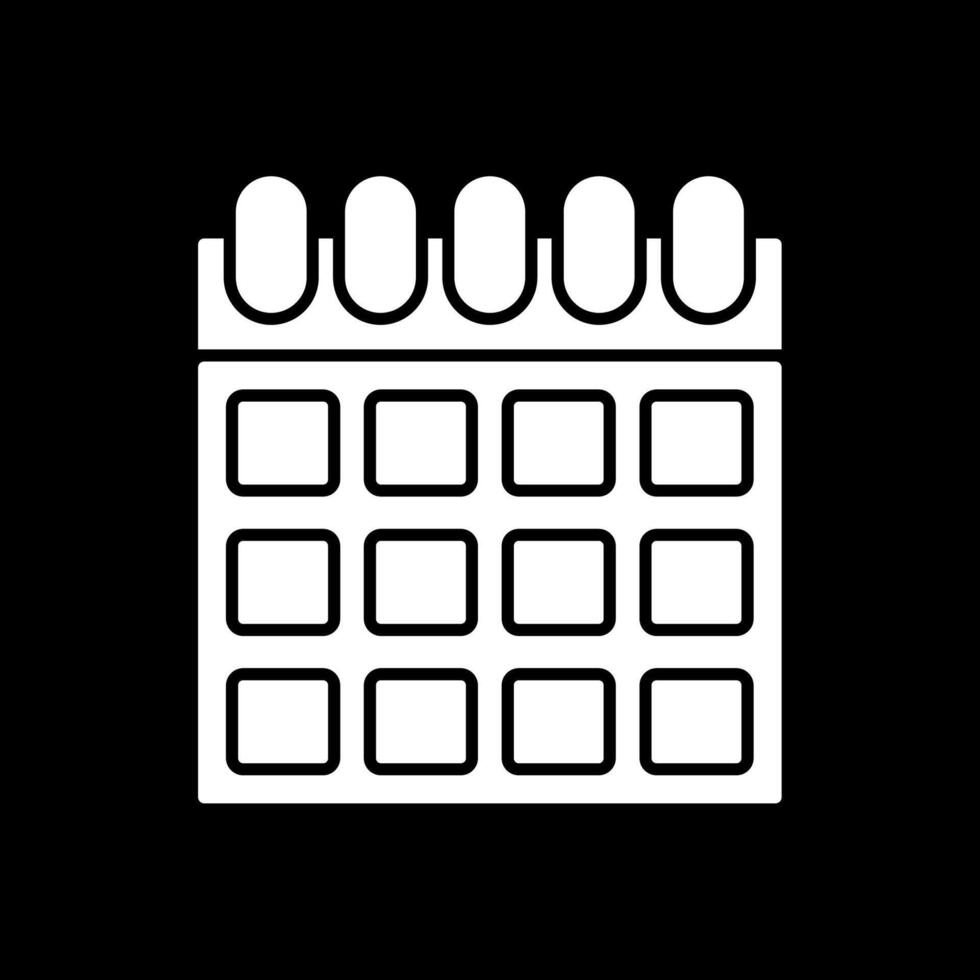 Calendar Glyph Inverted Icon vector