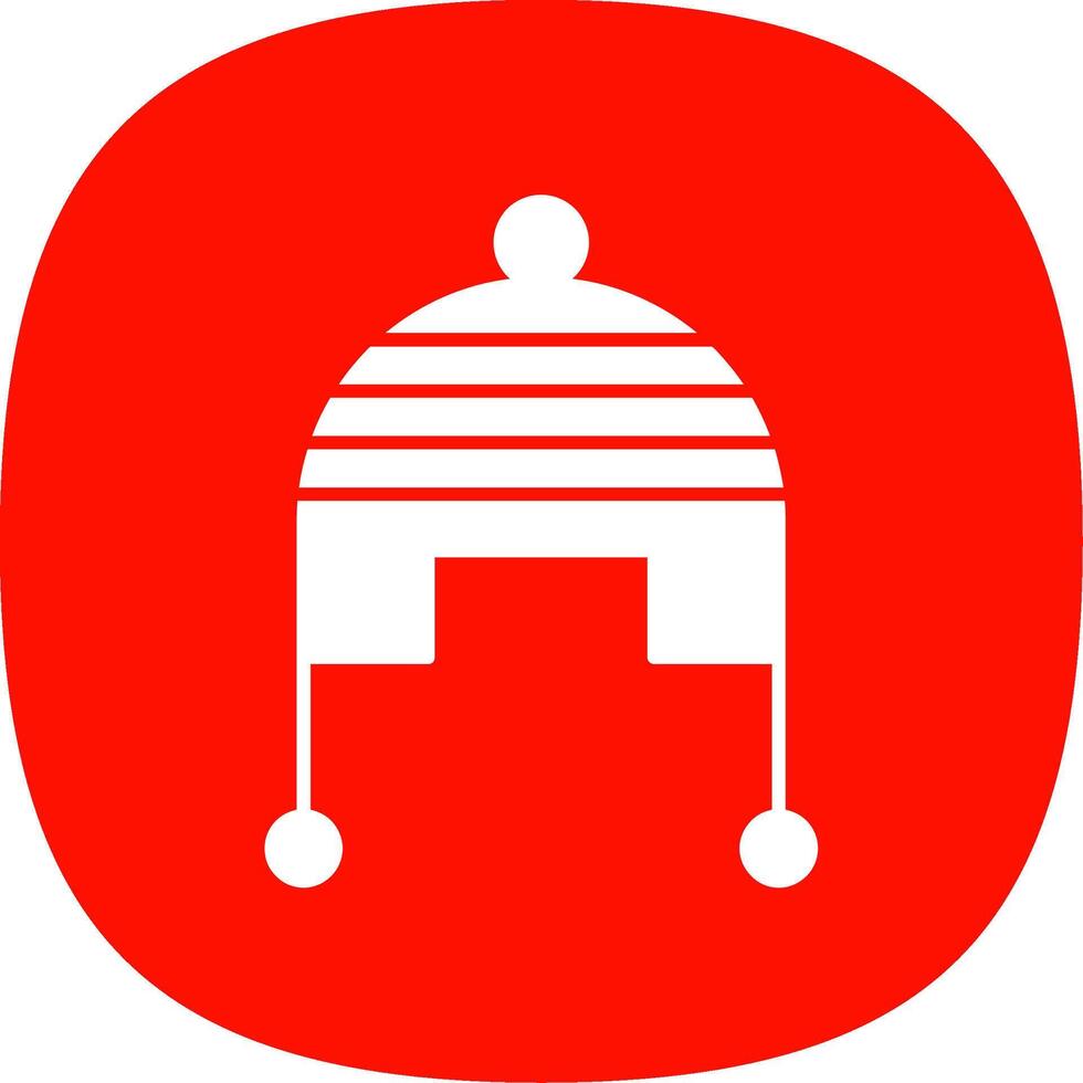 Winter Cap Glyph Curve Icon vector