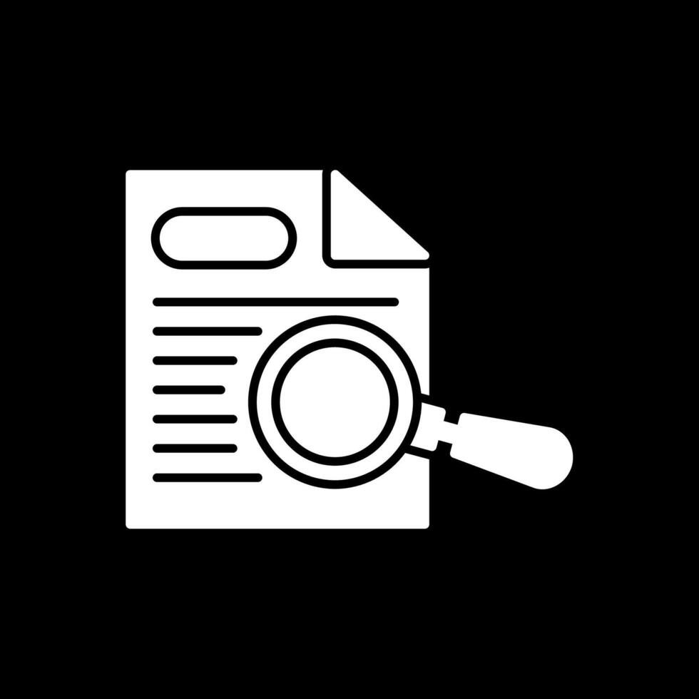 Paper Search Glyph Inverted Icon vector