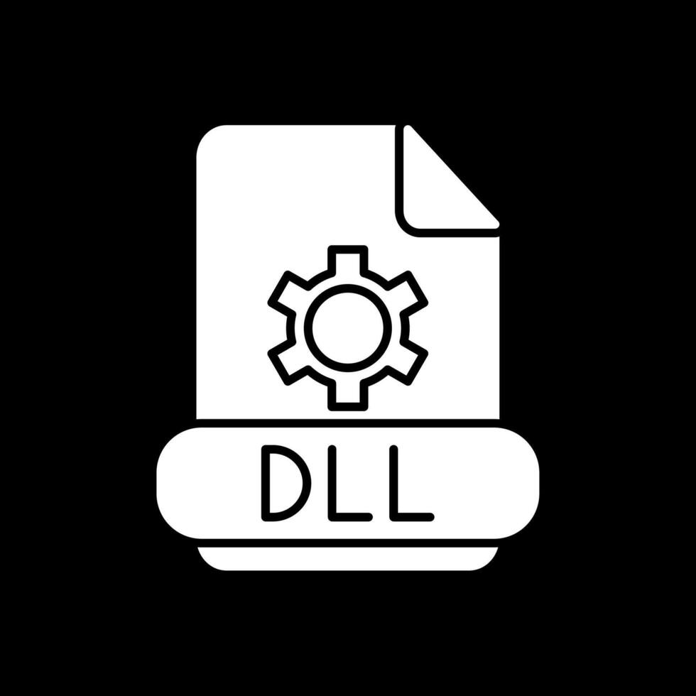 dll glifo invertido icono vector