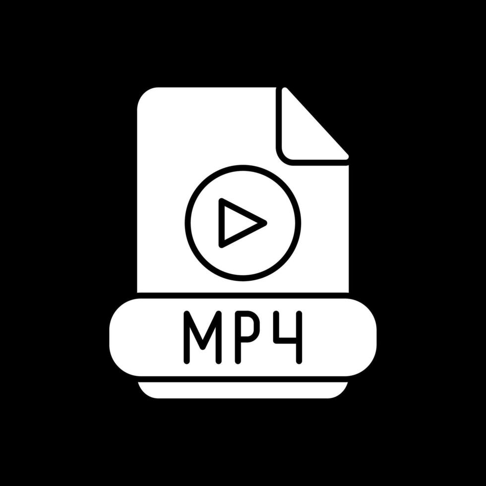 Mp4 Glyph Inverted Icon vector