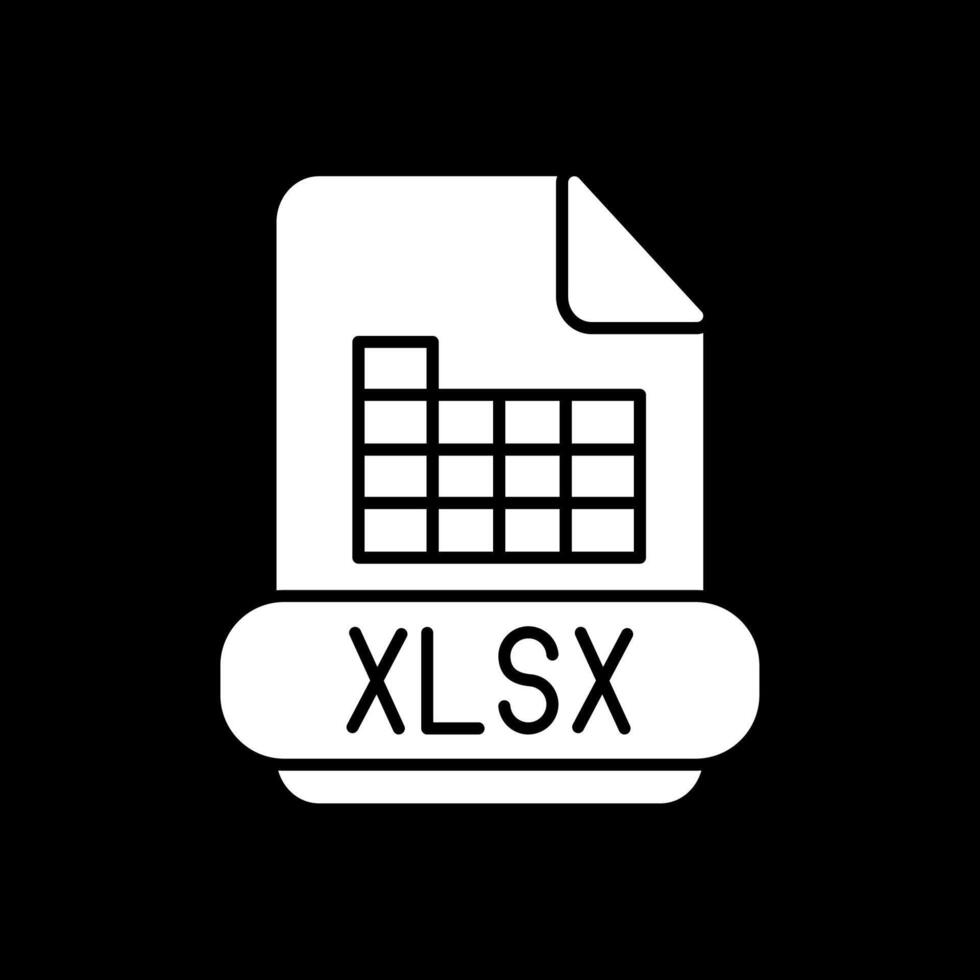 icono invertido de glifo xlsx vector