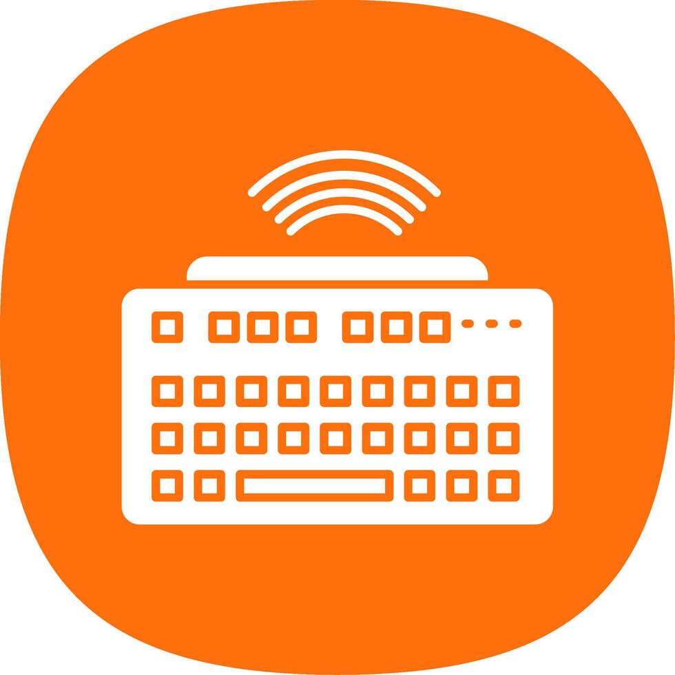 Wireless Keyboard Glyph Curve Icon vector