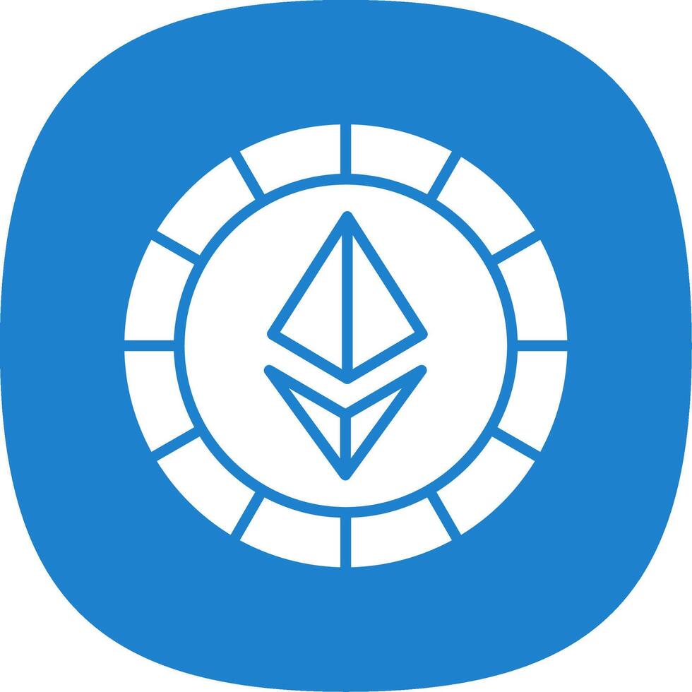 Ethereum Coins Glyph Curve Icon vector