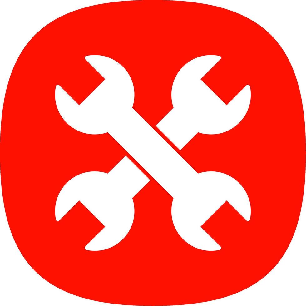 Wrench Glyph Curve Icon vector