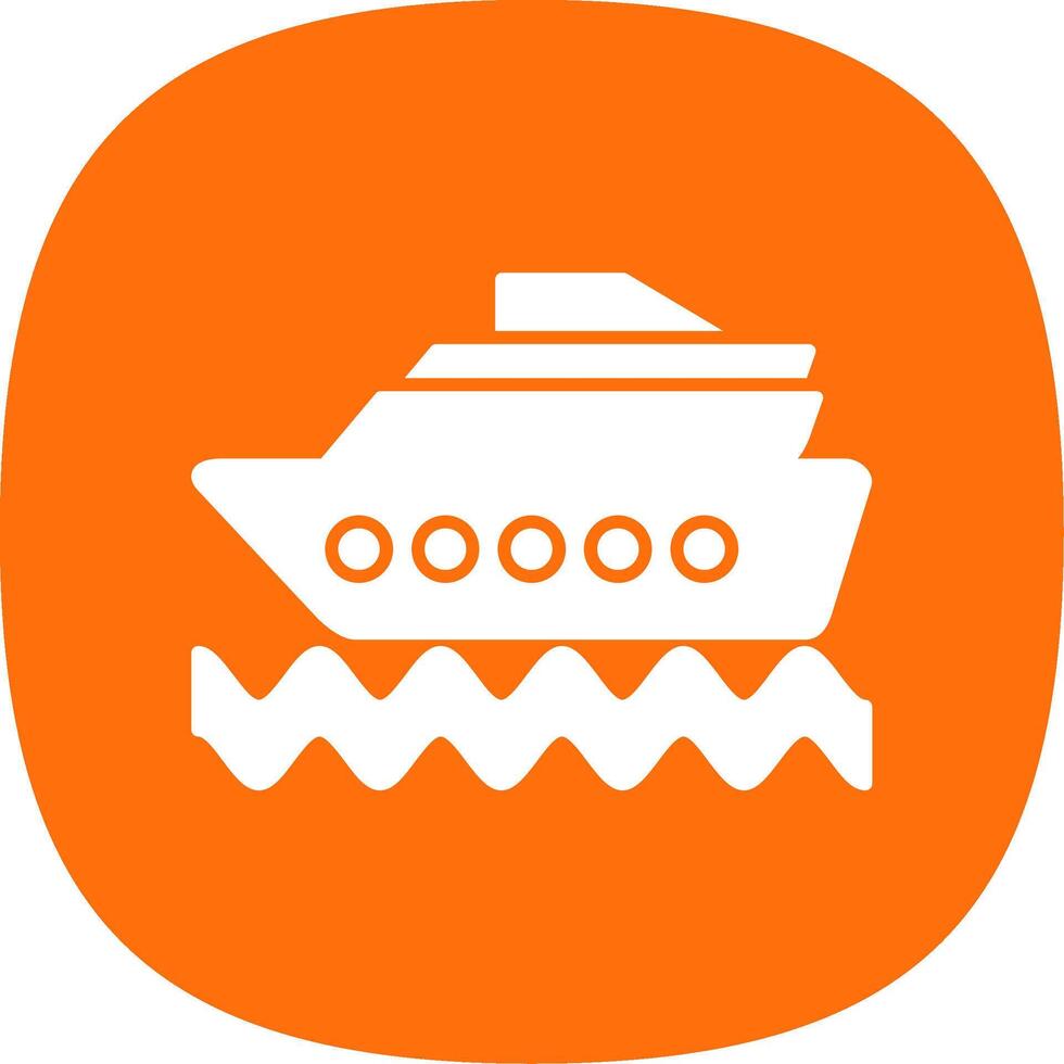 crucero Embarcacion glifo curva icono vector