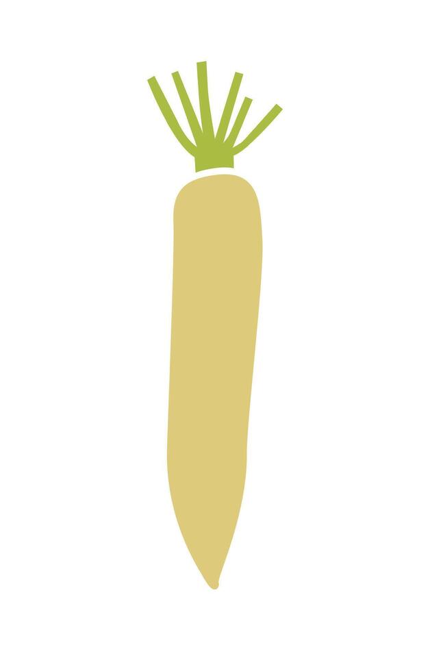 Daikon root vegetable. flat illustration isolated on a white background. vector