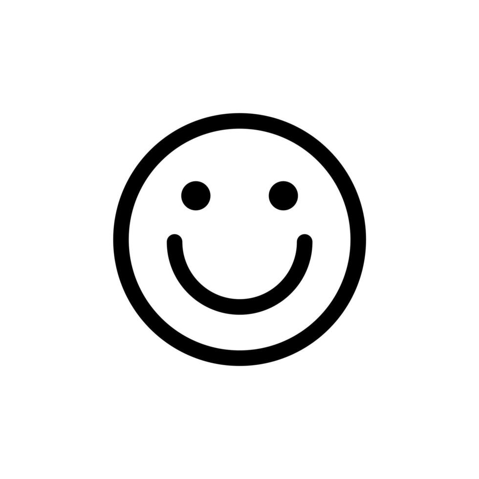 Single smile icon. Happy face symbol. black line icon isolated on white background. vector