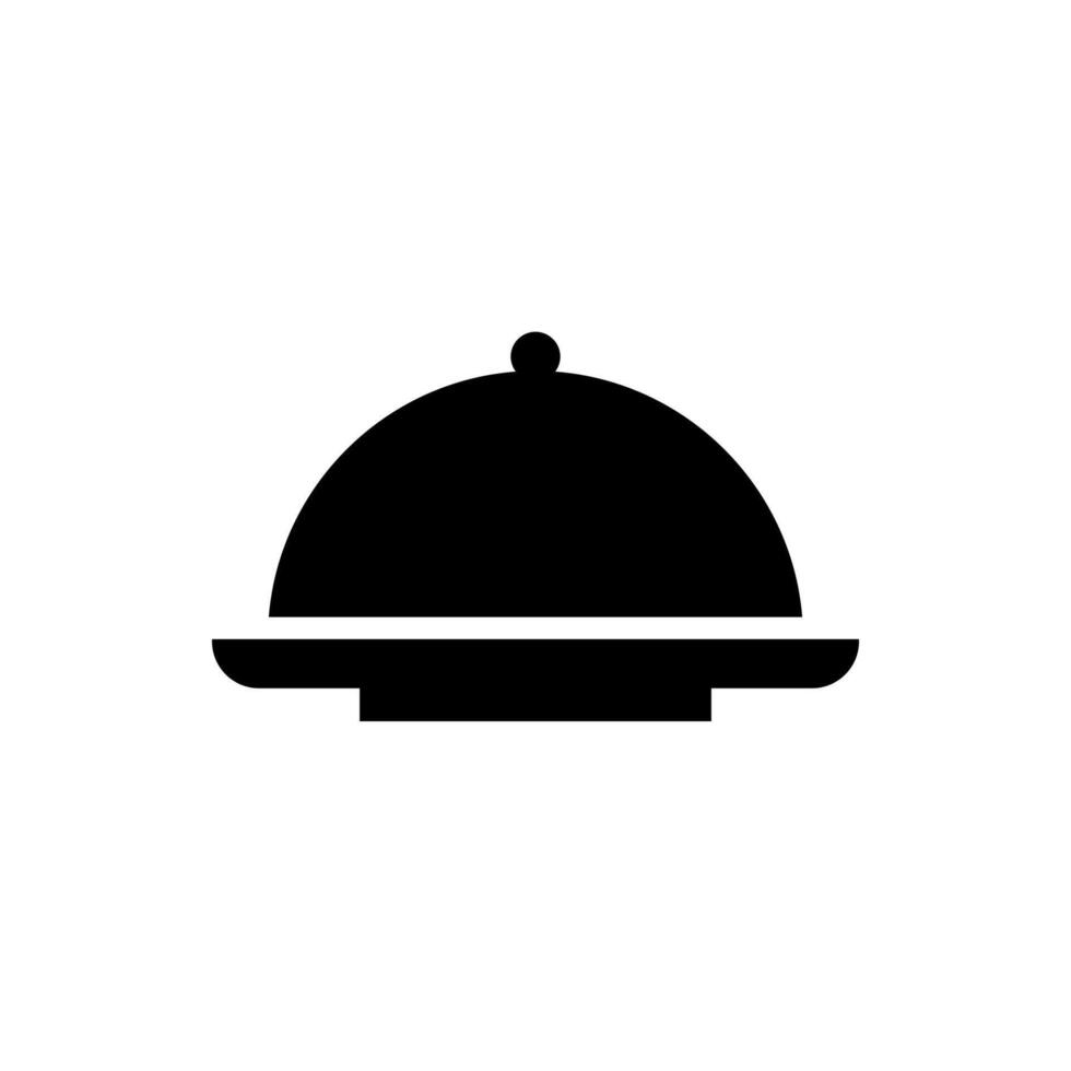 Cloche food tray symbol. Menu title logo. black glyph icon isolated on white background. vector