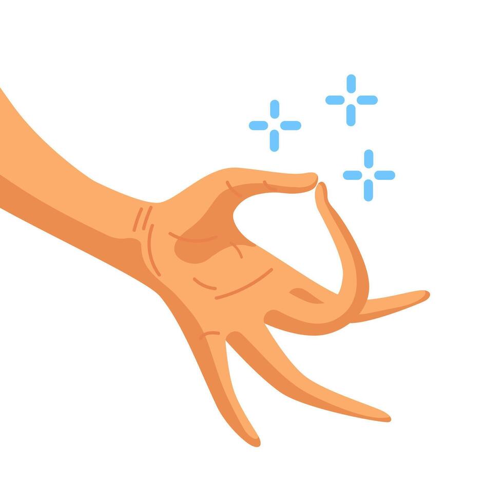 Shuni mudra, symbol of patience. Meditation and yoga hand gesture illustration. vector
