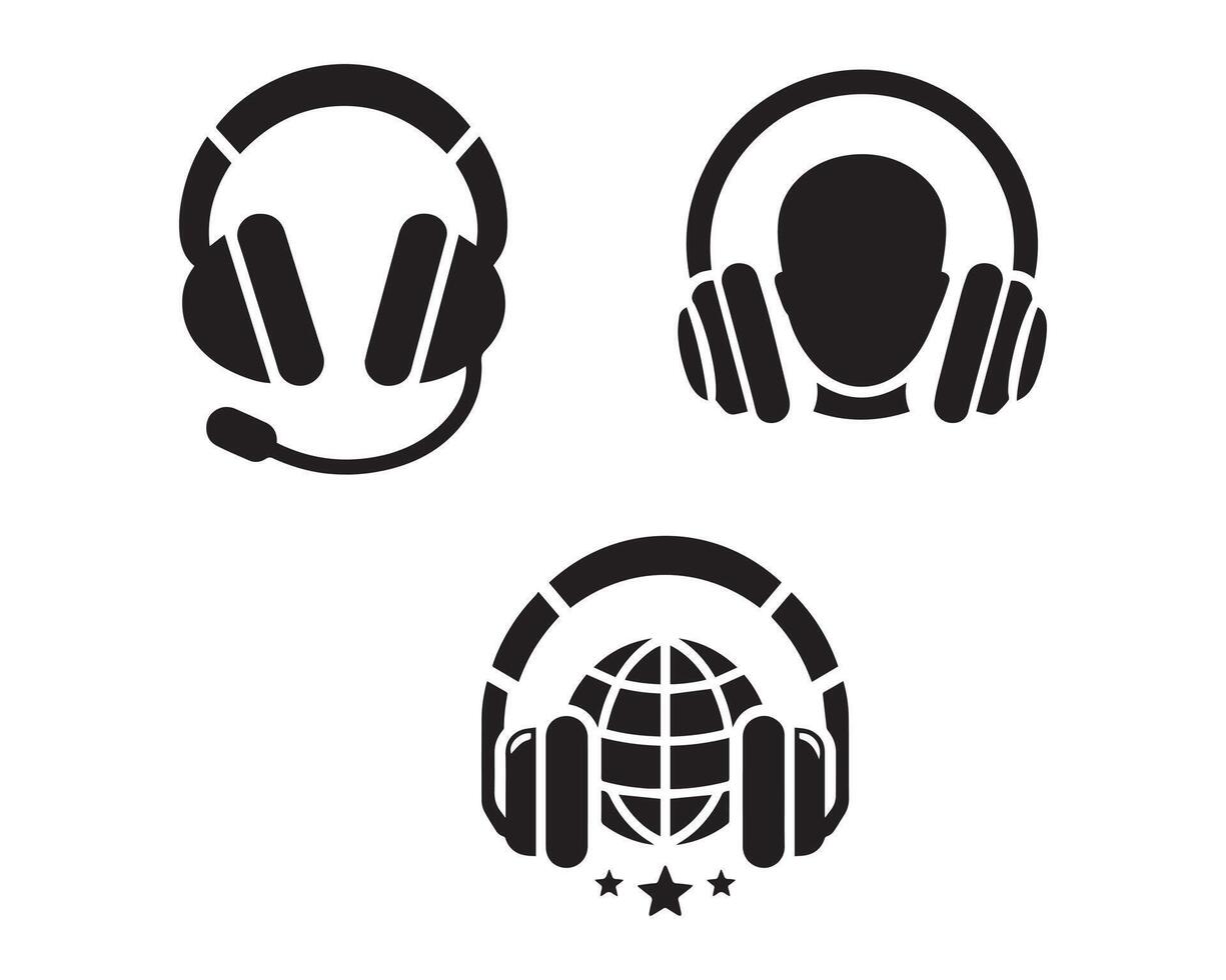 head phone silhouette icon graphic logo design vector