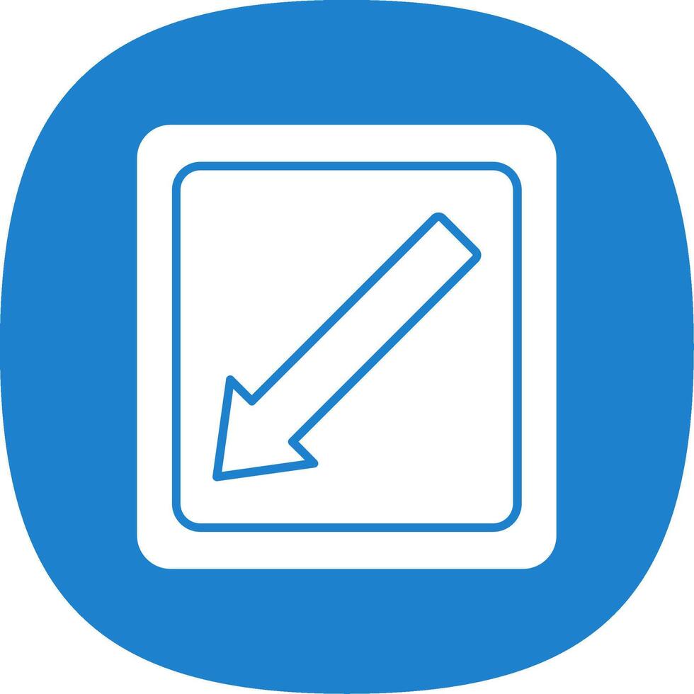 Diagonal Arrow Glyph Curve Icon vector