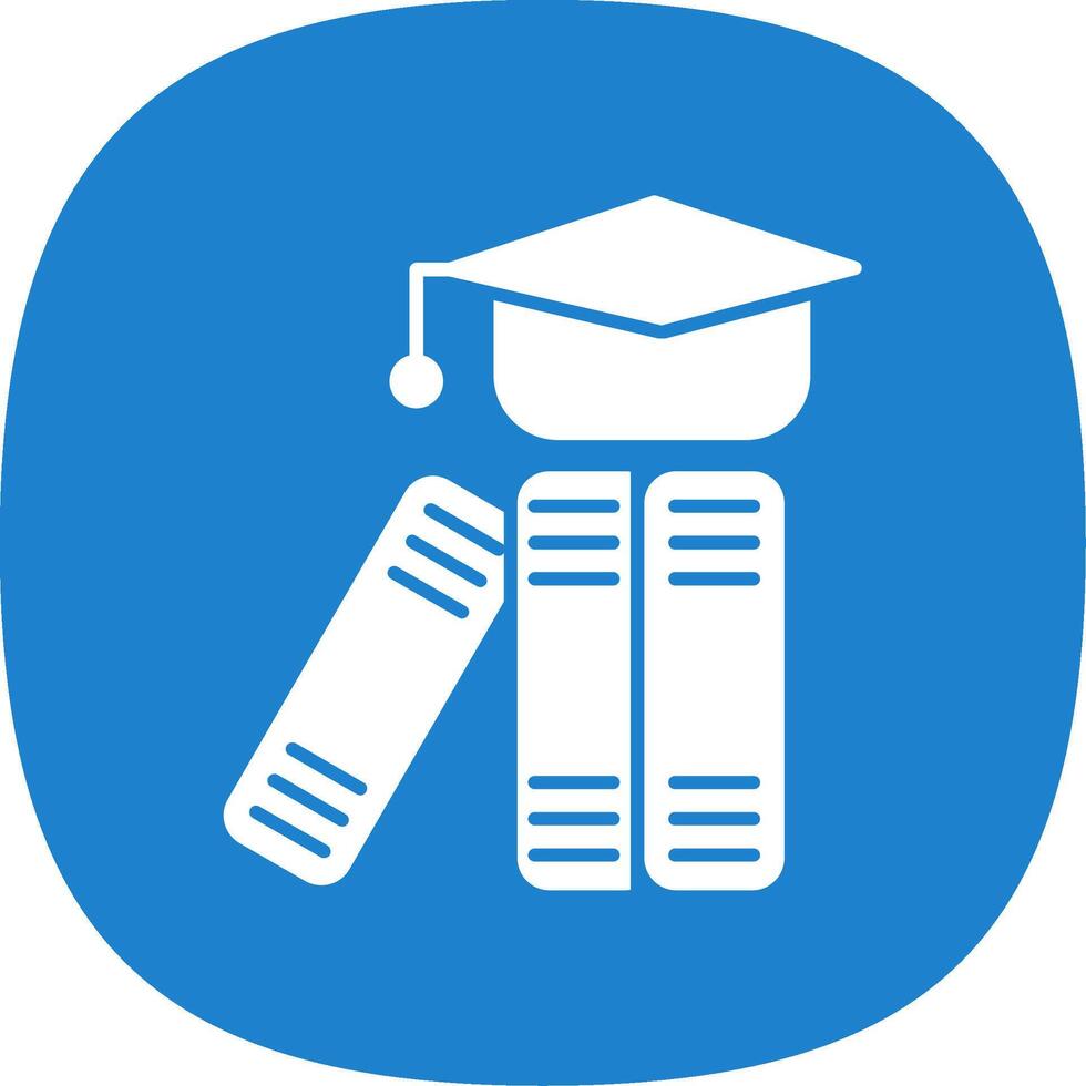 Graduation Hat Glyph Curve Icon vector