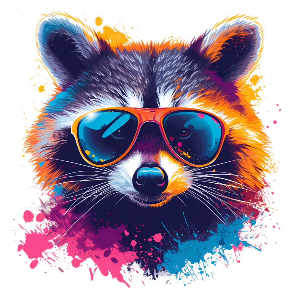 Cool Racoon Tshirt Design Colorful Color png