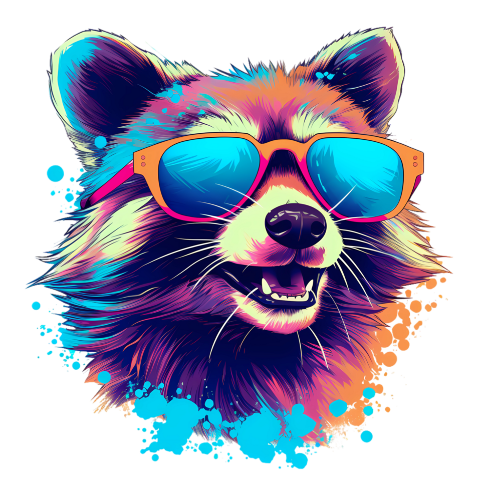 Cool Racoon Tshirt Design Colorful Color png