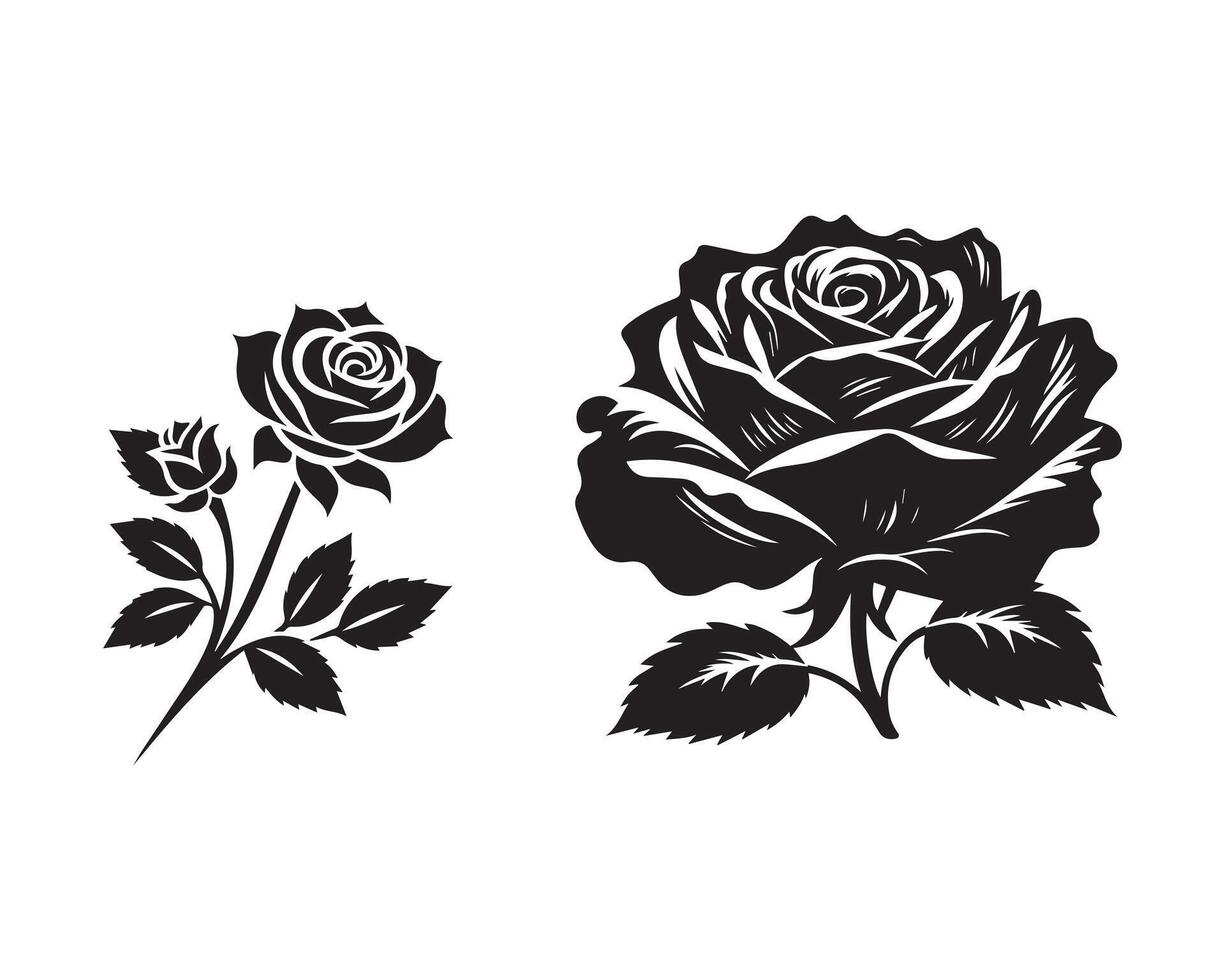 rose flower silhouette icon graphic logo design vector