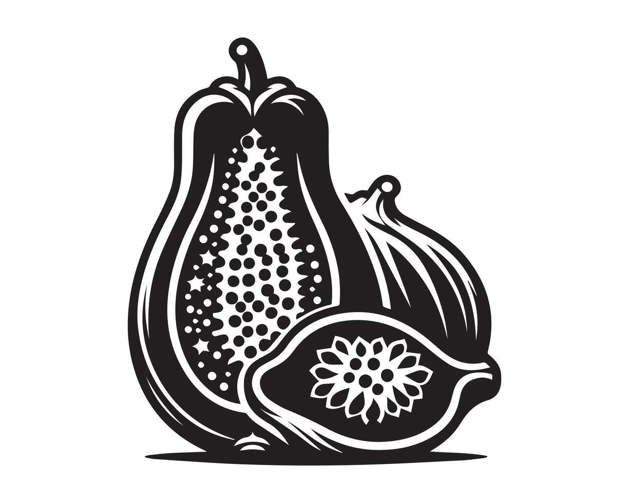 papaya silueta icono gráfico logo diseño vector