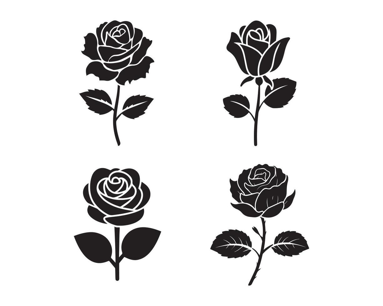 rose flower silhouette icon graphic logo design vector