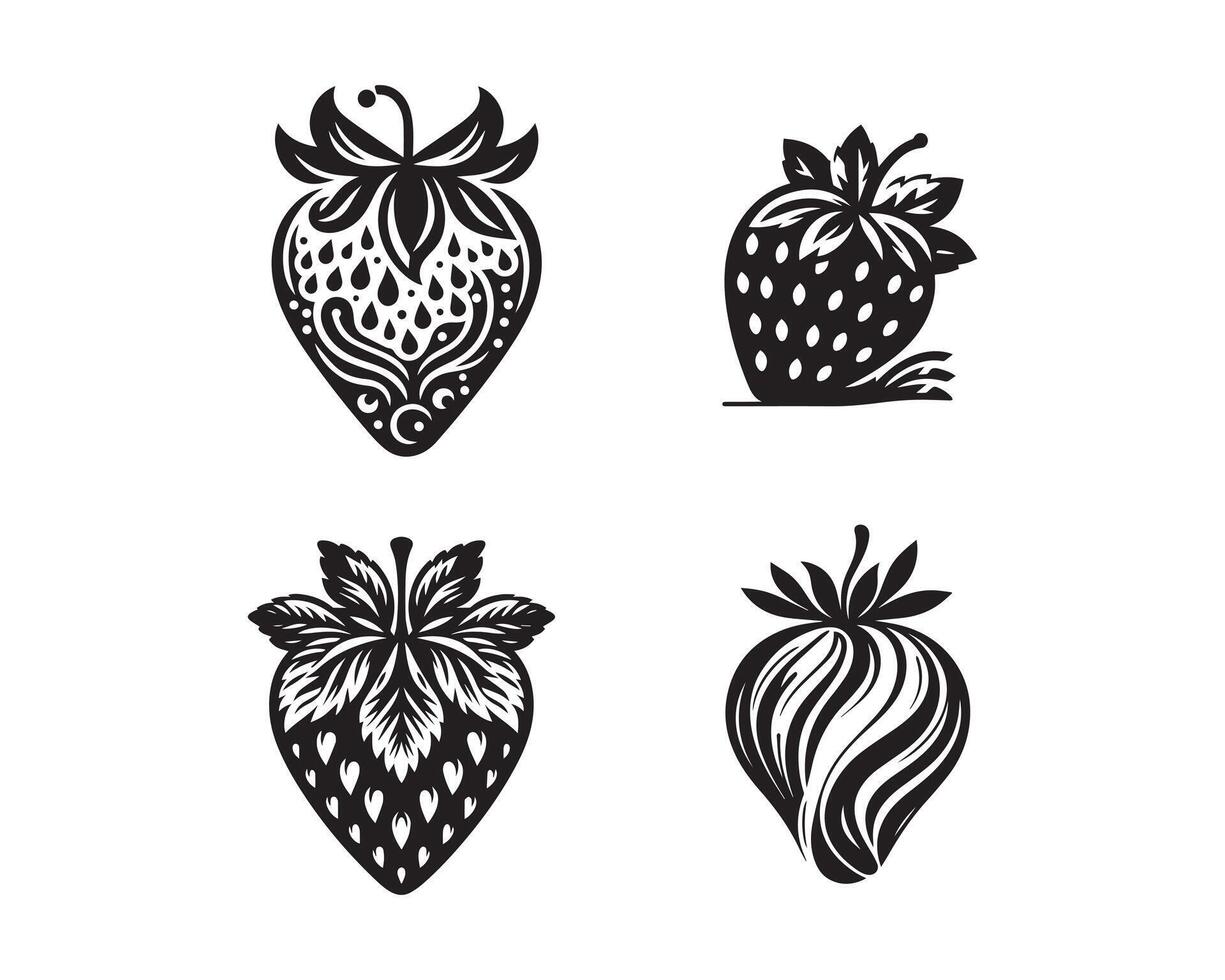 strawberry silhouette icon graphic logo design vector