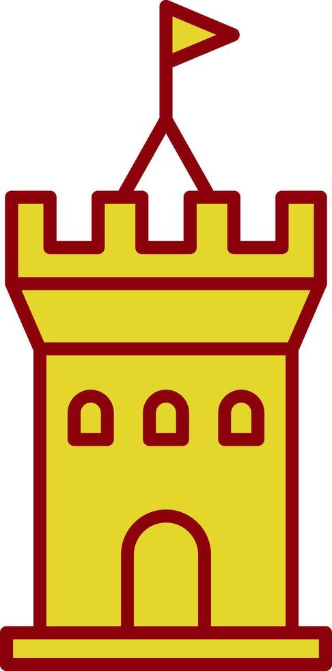 icono de dos colores de la línea del castillo vector