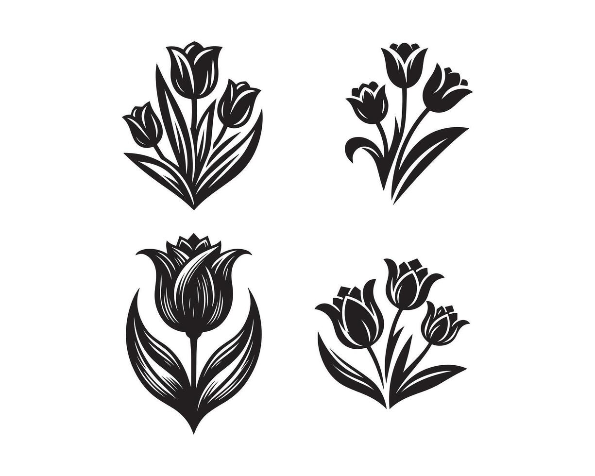 Tulip flower silhouette icon graphic logo design vector