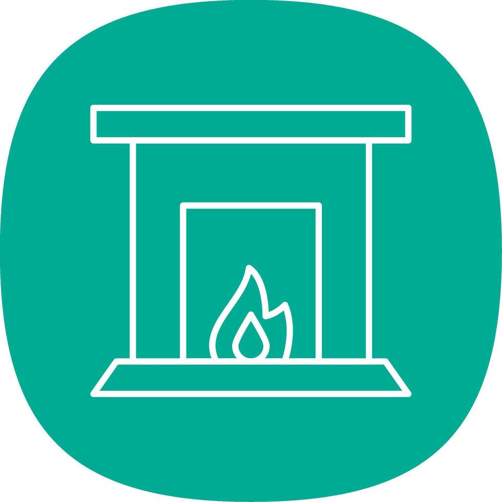 Fireplace Line Curve Icon vector