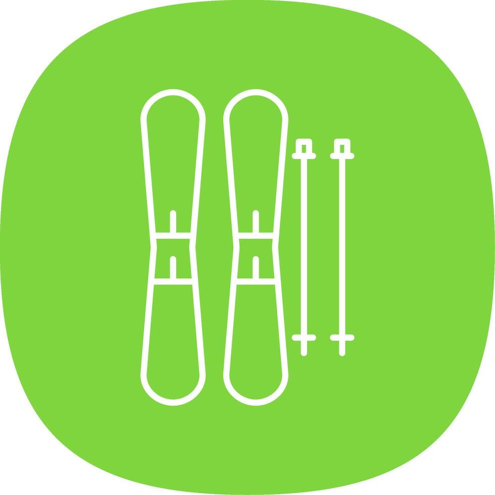 Skis Line Curve Icon vector