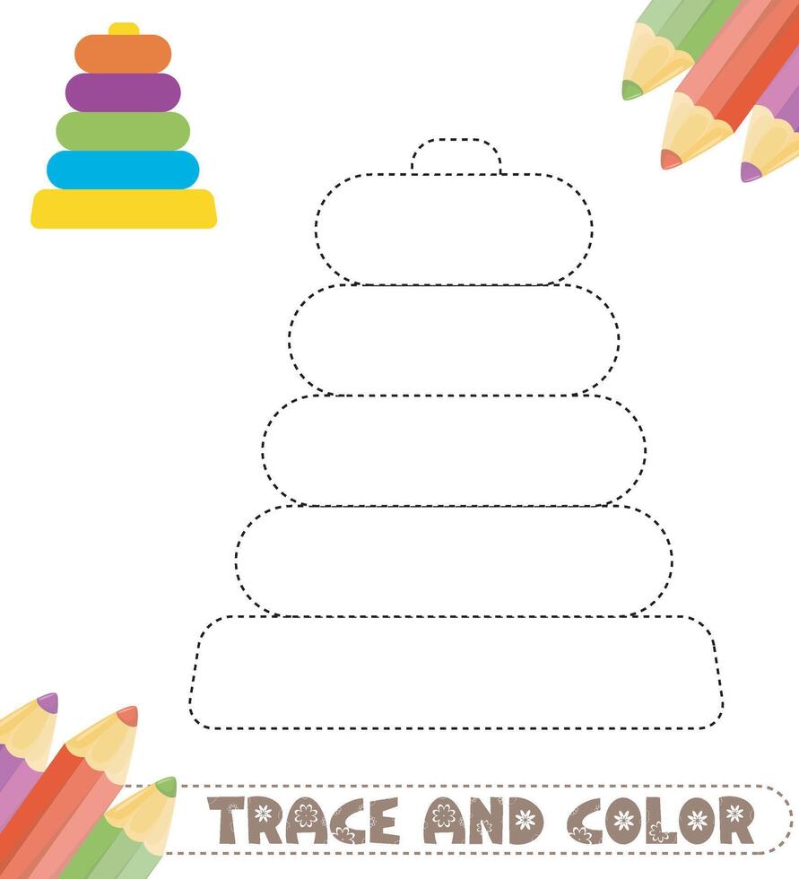 Trace and color for childrens vector