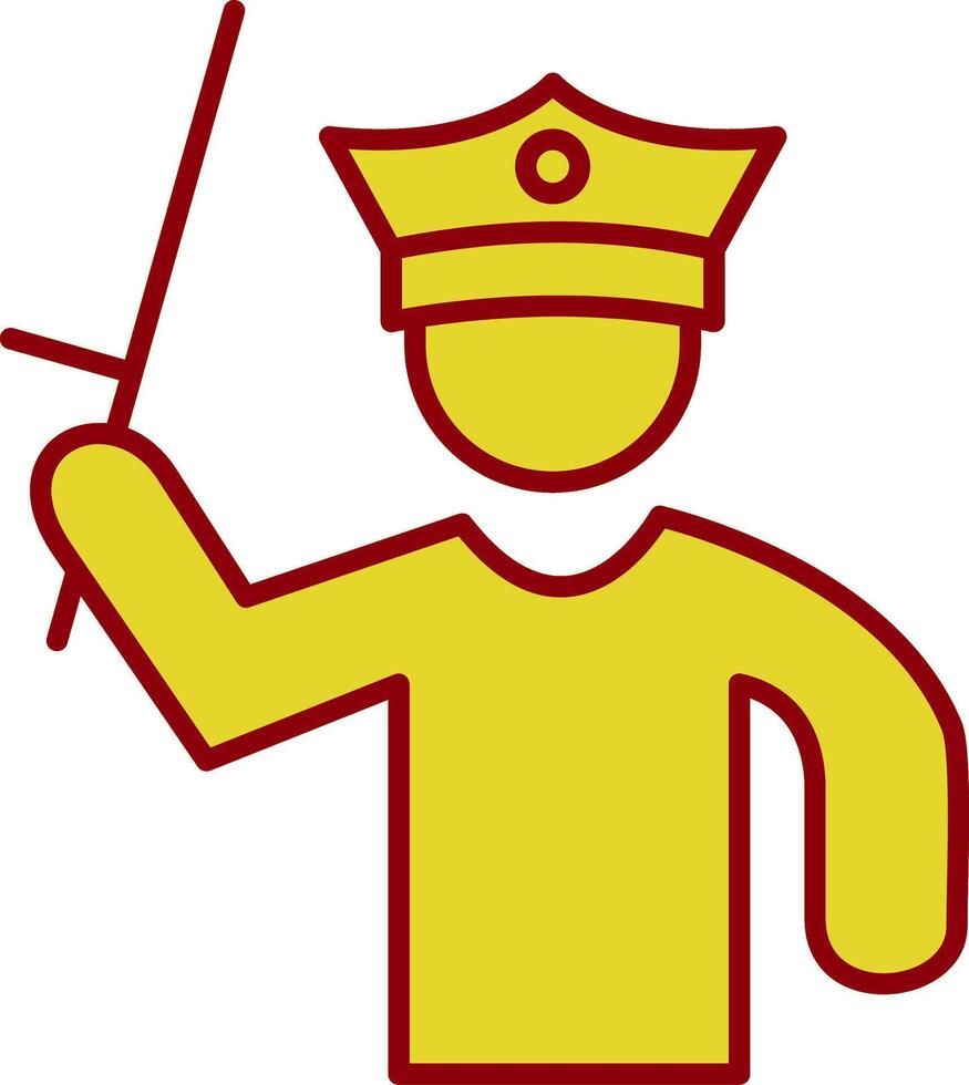 Policeman Holding Stick Line Two Color Icon vector