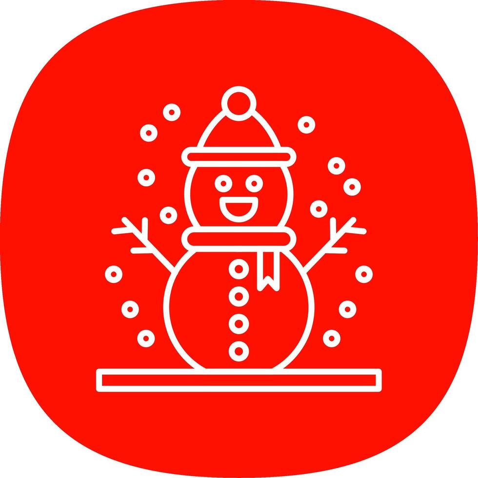 Snowman Line Curve Icon vector