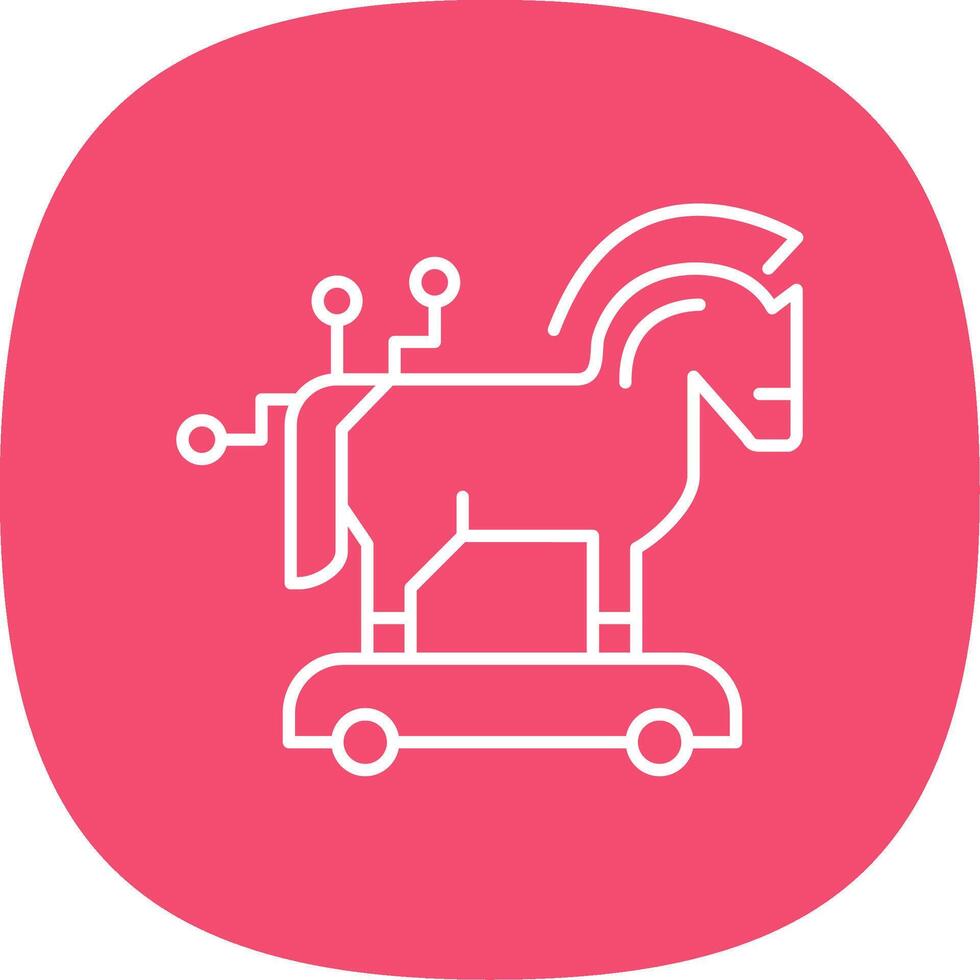 troyano caballo línea curva icono vector